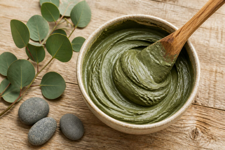 Melange dargile verte et deucalyptus