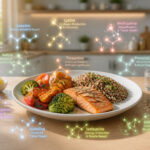 Assiette saine et molecules de nutriments