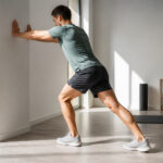 Etirement des mollets dans une salle de sport moderne