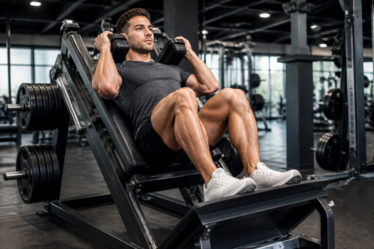 Homme faisant des squats sur machine