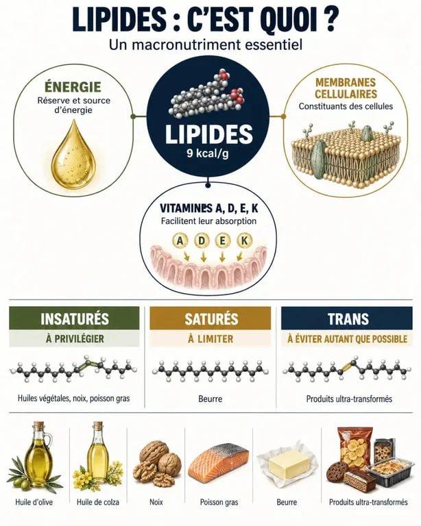 Infographie lipides c'est quoi : rôles, types de graisses et sources alimentaires