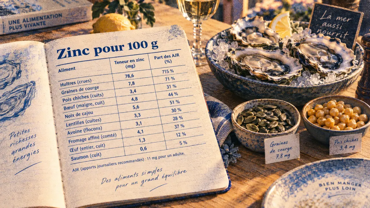 L’aliment le plus riche en zinc n’est pas toujours le plus utile dans l’assiette